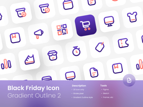 Black Friday Icon Set: Gradient Outline Bundle