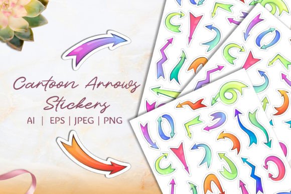 Cartoon Thick Arrows Vector Stickers for Dynamic Visual Design