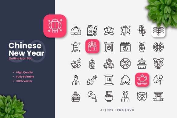 Chinese New Year Icons: A Versatile and Customizable Design Solution