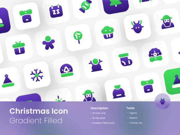 Christmas Icon Set Gradient Filled Style: Elevate Your Holiday Designs