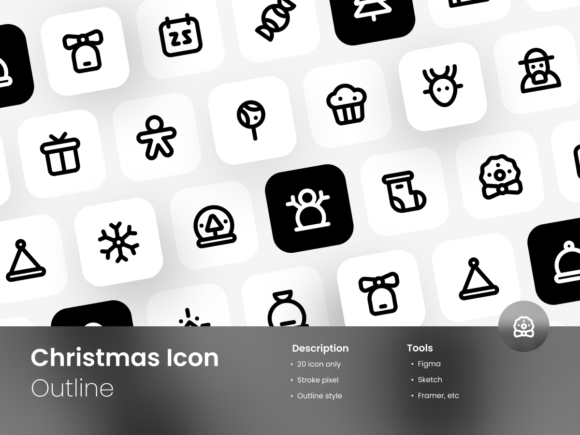 Christmas Icon Set Outline Style: Professional Religious Design Assets