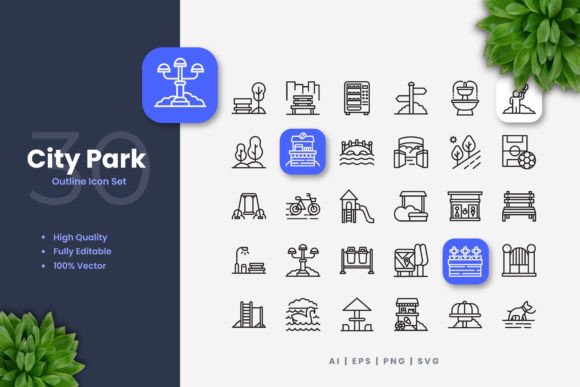 City Park Icons: Versatile Graphics for Your Creative Projects