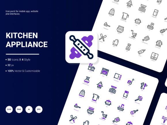 Elevate Your Design Projects with the Kitchen Appliance Icon Pack
