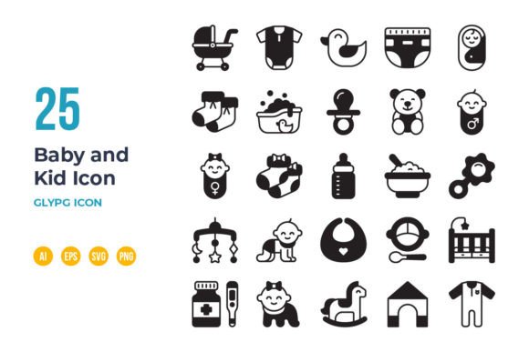 Elevating Digital Projects with a Baby and Kid Icon Set in Glyph Style