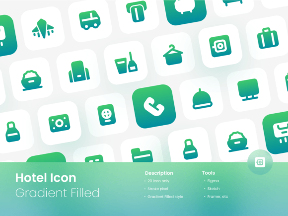 Enhance Your Hospitality Brand with the Hotel Icon Set Gradient Filled Style