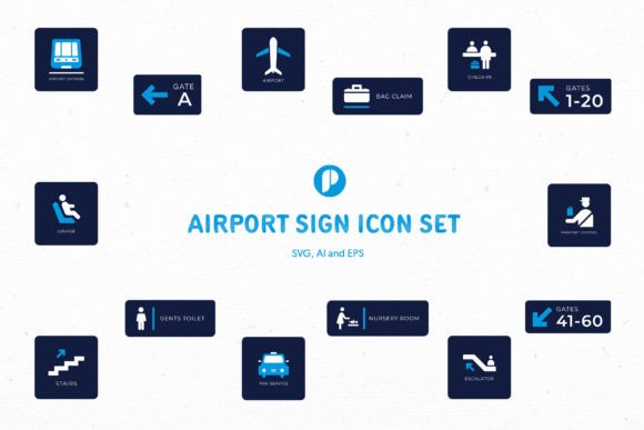 Enhancing Airport Navigation with the Airport Sign Icon Set