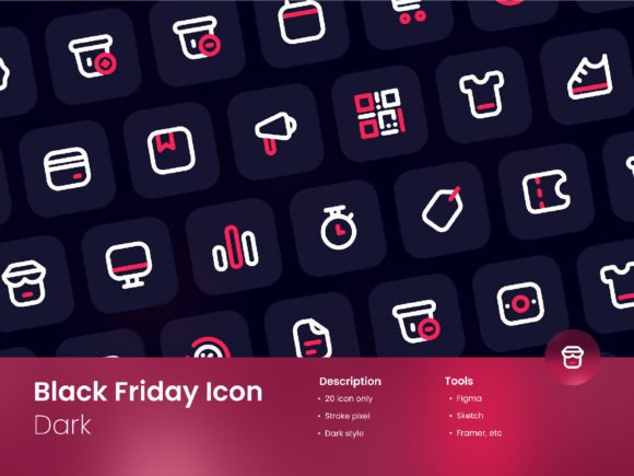 Essential Black Friday Icon Set Dark Mode for Modern Commerce Design