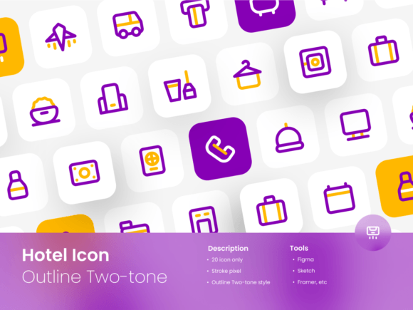Explore the Versatile Hotel Icon Set Outline Two-Tone Style