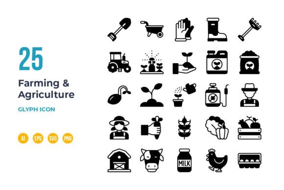 Farm and Agriculture Icons: Clean Glyphs for Modern Projects
