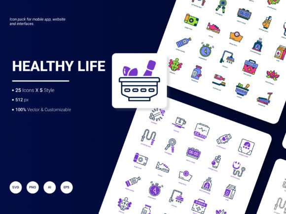 Healthy Life Icon Pack: Enhancing Your Design with Stylish and Versatile Icons
