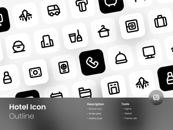 Hotel Icon Set Outline Style: A Versatile Tool for Your Design Projects