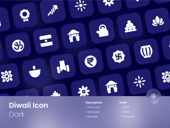 Illuminating Digital Design with a Dark Mode Diwali Icon Set