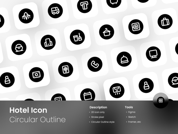 Strategic Use of the Hotel Icon Set Circular Outline Style for Enhanced Branding and Communication