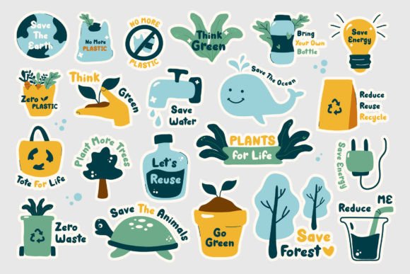 The Go Green Illustration Set for Contemporary Visual Communication